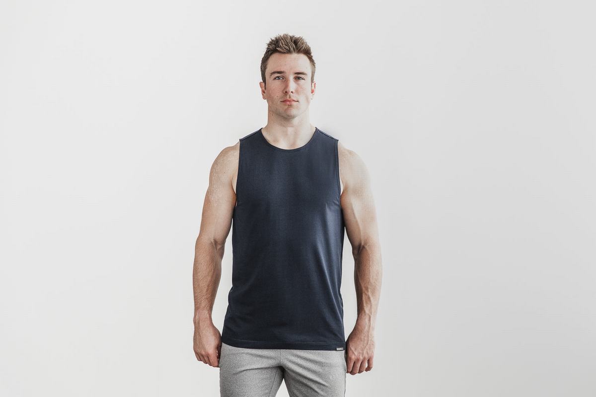 Nobull Lightweight Men\'s Tank Tops Navy | Australia (GV6793)